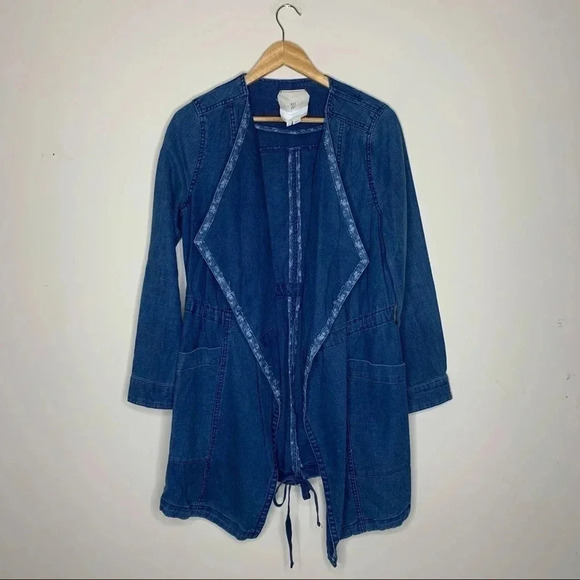 Anthropologie Hei Hei Denim Open Front Blazer Jacket Size XS - Picture 4 of 9